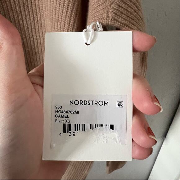 Nordstrom Wool & Cashmere Knit Hoodie in Camel - Picture 4 of 8